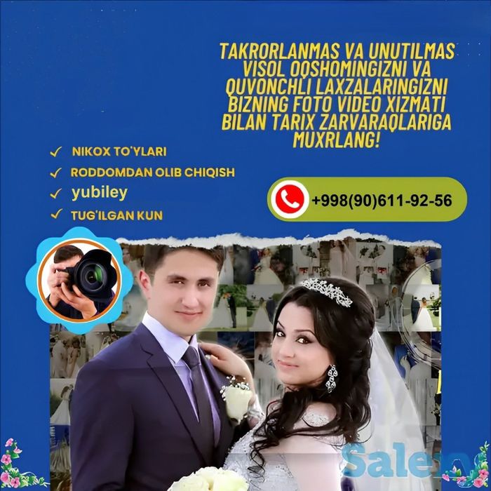 Услуги видеографа,фото и видео услуги, съёмка мероприятий,видео хизмат