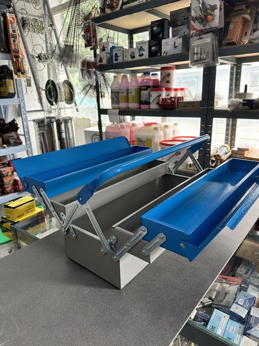 Метален разтегателен куфар за инструменти три реда 5 отделения