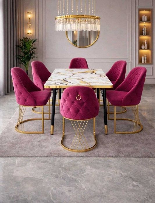 Zamonaviy ovqatlanish stoli va stullari.  Oбеденный стол и стулья