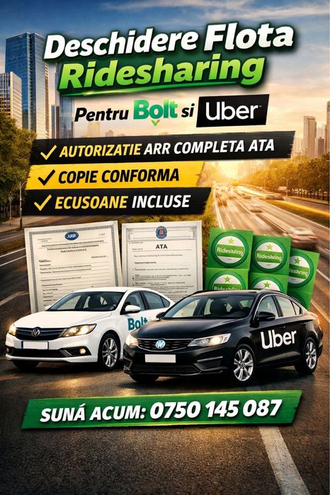 deschidere firma - flota bolt si uber-ridesharing ARR sediu  bucuresti