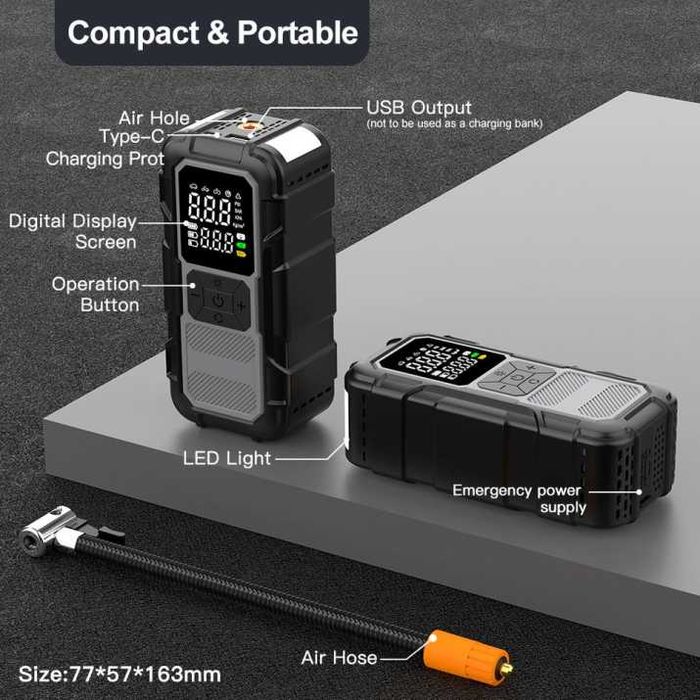 Компресор + стартер за автомобил JumpStarter 2в1 8000Mah