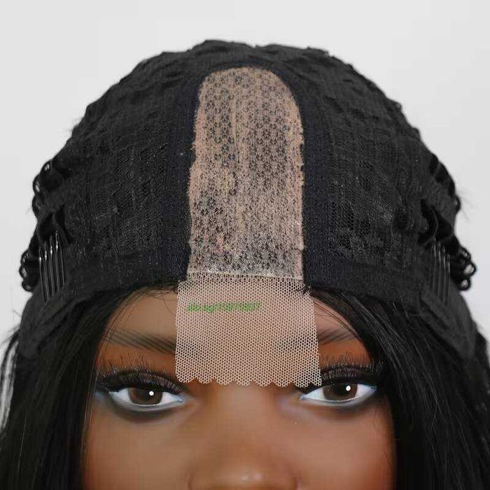 Елегантна права черна каре перука 35 см с път