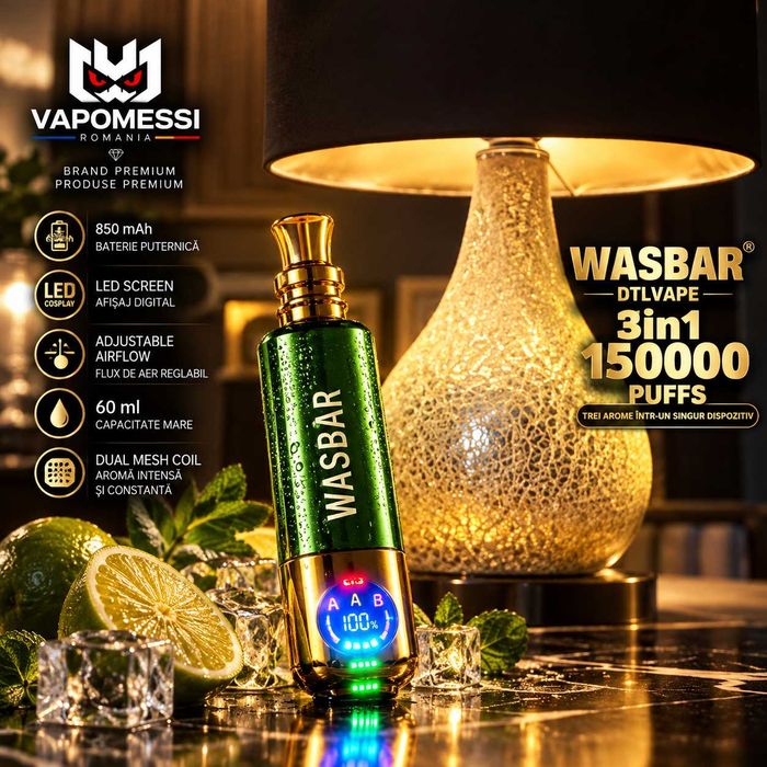 Vape Narghilea WasBar 150.000 Puffuri 3 in 1