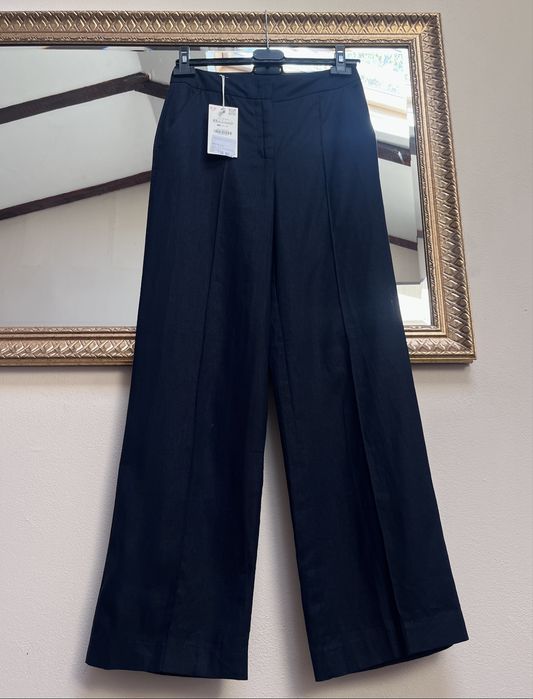 Zara, pantaloni cu talie joasă, 53% in, albastru închis