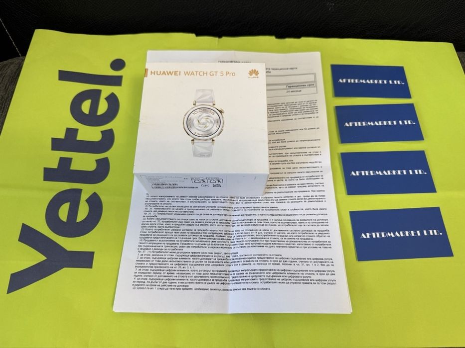 ЧИСТО НОВ Huawei watch GT 5 Pro Гаранция Yettel 2027г. White | GT5