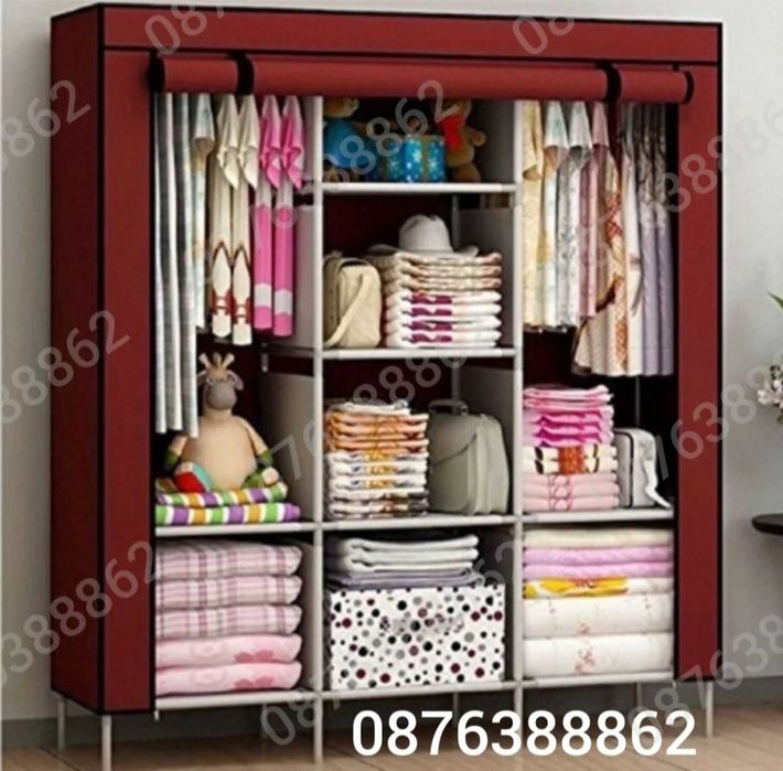 Текстилен триклирен гардероб, Органайзер за дрехи 130х175х45 см.