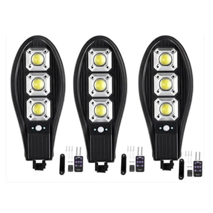 3бр Соларни улични лампи със стойка и дистанционно управление 48/72W