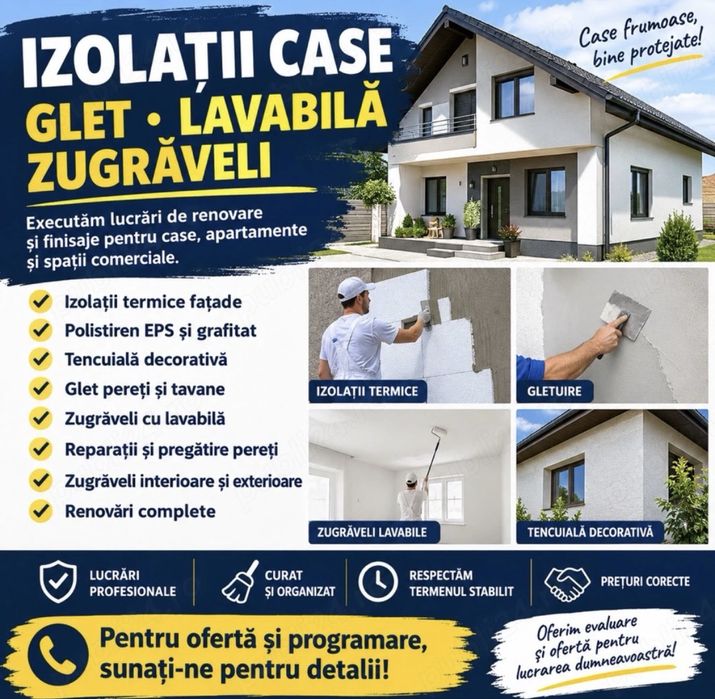 Izolatii si zugraveli interior si exterior