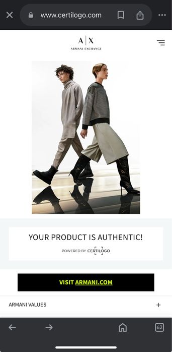 Оригинальный пуховик Armani Exchange