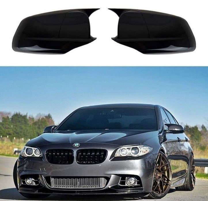 Капаци за огледала Батман Дизайн за BMW 5 F10 F11 Черен Пиано Лак!