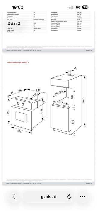 Cuptor electric incorporabil AMICA EB13577S
