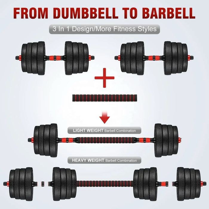 40кг Дъмбели 2х20 кг с прав и крив лост премиум