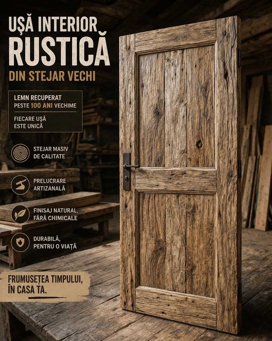 Treaptă stejar masiv vechi 100+ ani – dintr-o bucată, premium