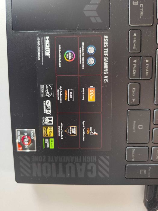 Laptop ASUS A15 FA507NVR AMD Ryzen 7 7435HS, 32gb DDR5, 1.5TB SSD, RTX 4060 8gb 140W 144hz
