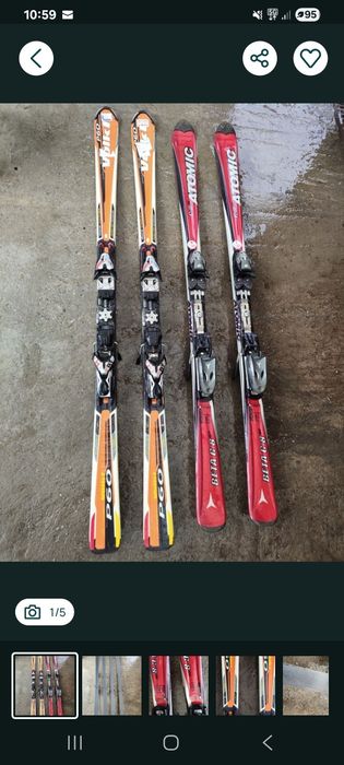 Vând două perechi de schiuri pentru adulți, ideale pentru începători