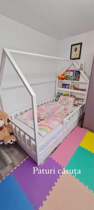 Pat casuta din lemn masiv -montessori-