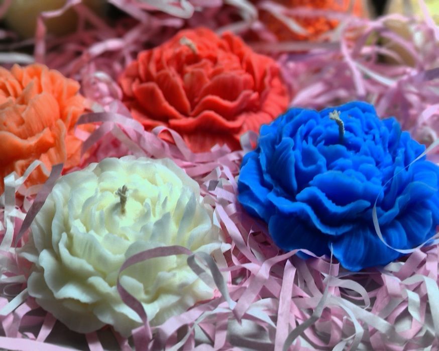 Арома свечи, свечи в виде роз, пионовидные розы