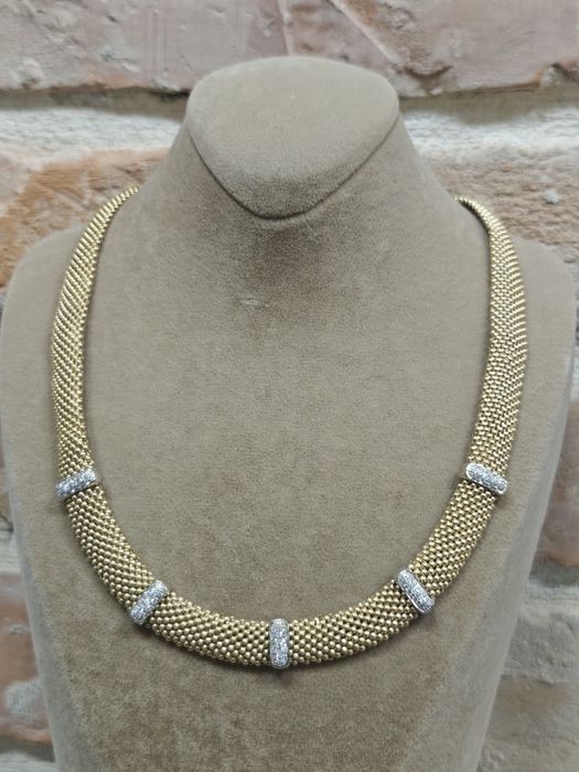 Lanț/ colier aur 14k43.3gr  cu diamante naturale (r)