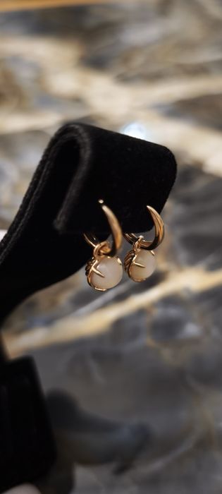 Золотые серьги бренд Diamant, с лунным камнем