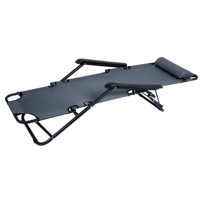 Сгъваем шезлонг, Vilde, сив, 3 позиции, размери 60x102x86см, компактен