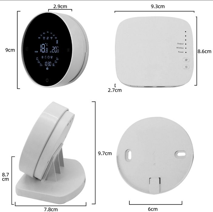Termostat Wireless pentru Centrale Termice si Incalzire Pardoseala, Wifi, Control din aplicatia Tuya, Universal, Programabil, Receiver inclus, Touch