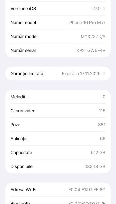 Telefon iPhone 16 pro Max