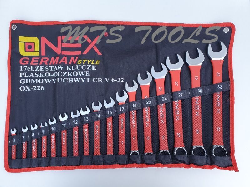 Set chei combinate 6-32 mm 17 piese cu protectie cauciuc