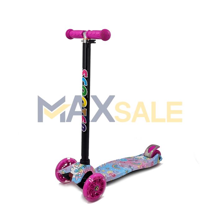 Детска тротинетка 3 светещи колела еднорози/розово/синьо скутер колело