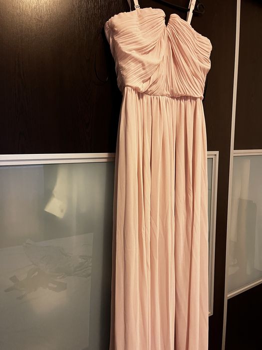 Rochie de seara, roz deschis, din voal, marime 42