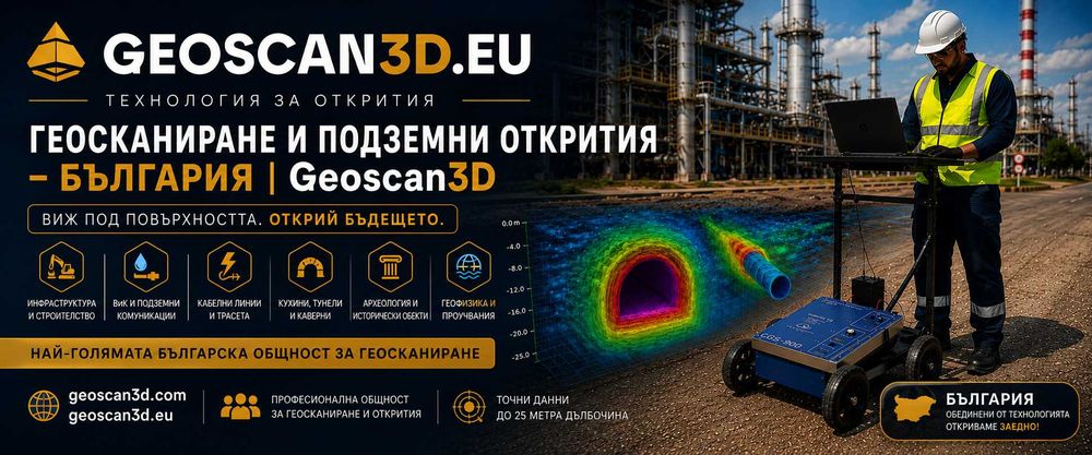 GPR сканиране на подземна комуникация до 40 метра дълбочина