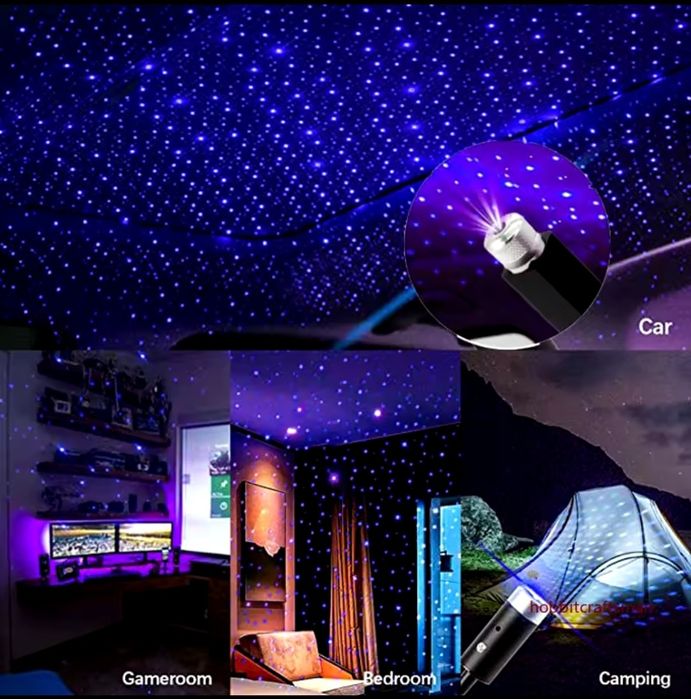Lampa Laser Stelute Albastru-Mov USB Star Light Lumini Ambientale auto