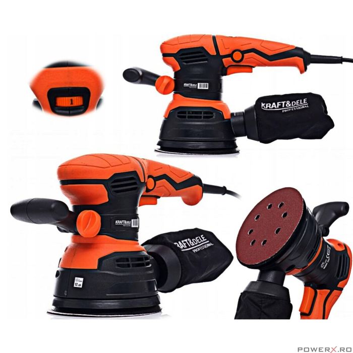 Slefuitor orbital aleatoriu, turatie variabila 6 nivele, 1200W, Kraft