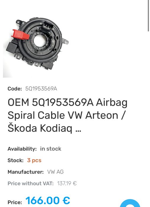 Kit manete Cruise Control+ spira airbag+ capac coloana volan Skoda/ VW