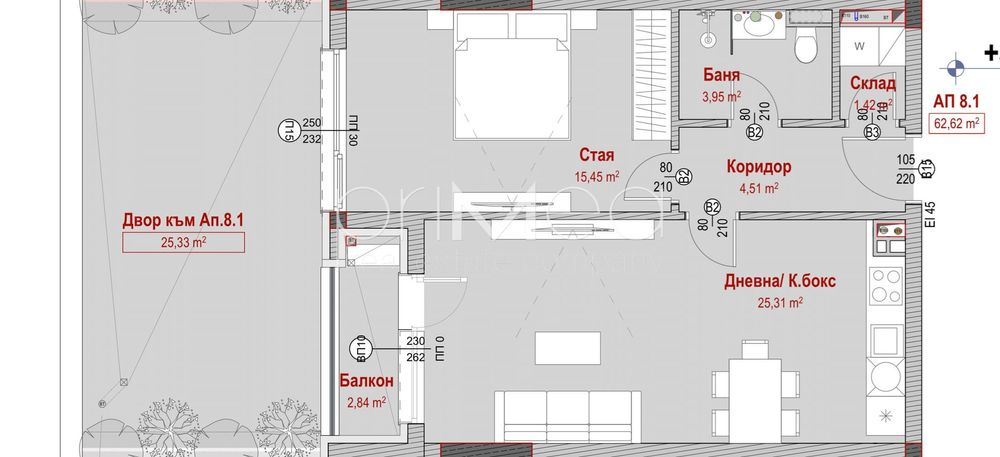 2-стаен в Бургас-Мадика площ 96 цена 111117