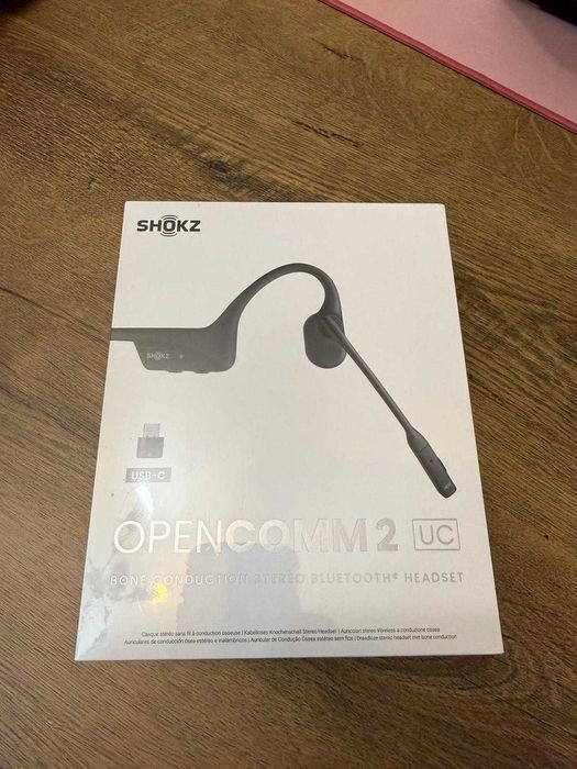Casca SHOKZ OpenComm2, Bluetooth, Conductie osoasa cu adaptor USB-C, SIGILATE, Garantie 24 luni