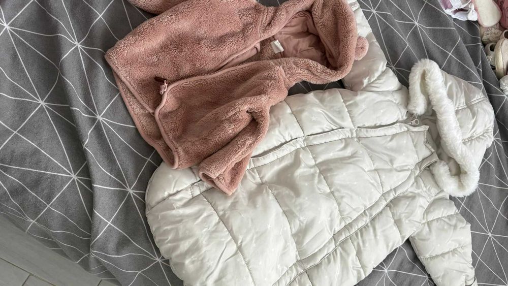 Vand Set hăinuțe fetiță 68 – palton H&M, combinezon + 4 jerseuri