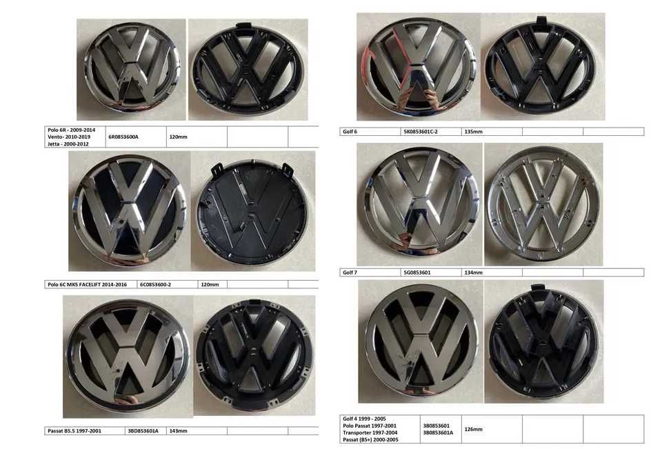 Емблема VW Golf/Passat/Touran/Polo/Transporter/Jett/Kaddy/Bora