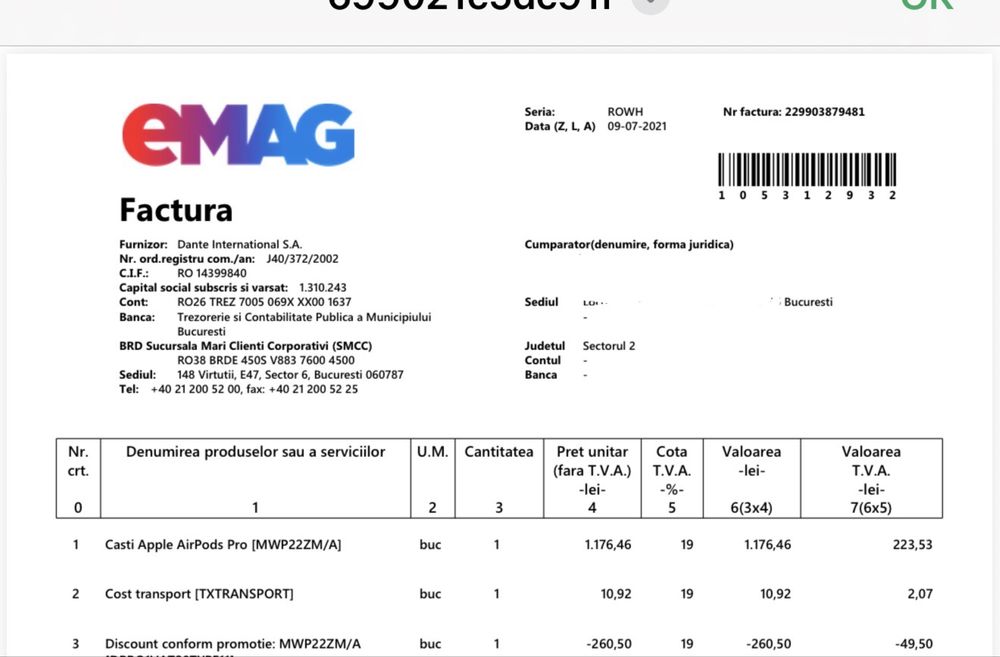 Airpods pro 100%originale factura si certificat garantie expirat.