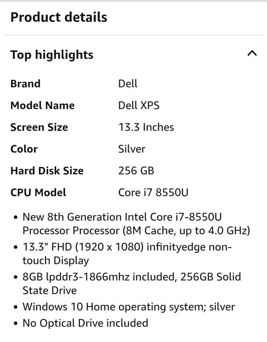 Dell xps 13 9380 i7-8565u noutbuk Amerika 100%