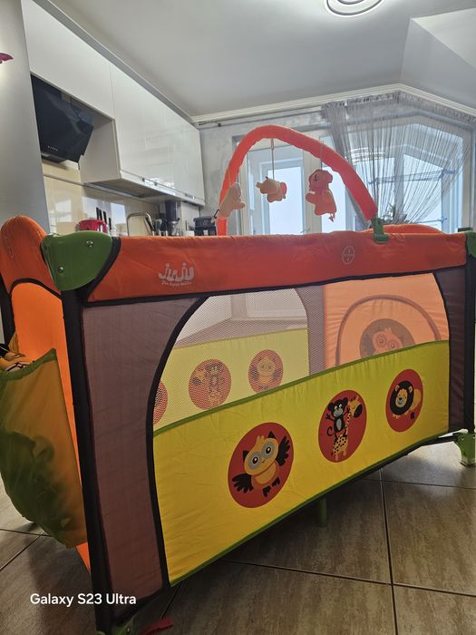 Patut cu 2 nivele Juju Sleepy Baby, Verde/Portocaliu