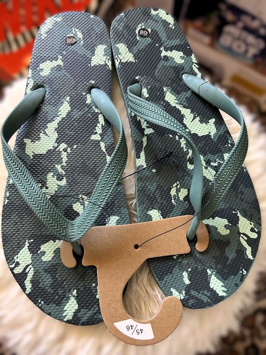 Papuci plaja Inextenso barbati 45/46, verde, camuflaj