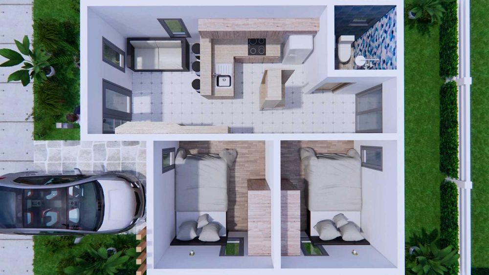 НА ИЗПЛАЩАНЕ - Луксозна сглобяема къща с 2 спални, 42 кв. м