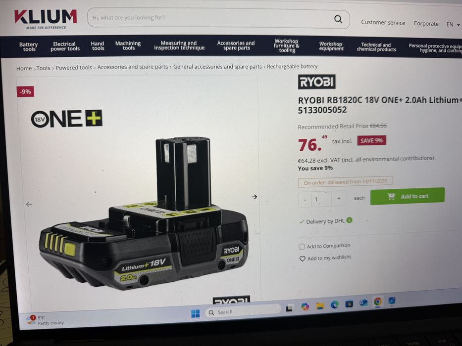 Ryobi-Acumulator Lithium+ 18V ONE+™ - 2,0 Ah
