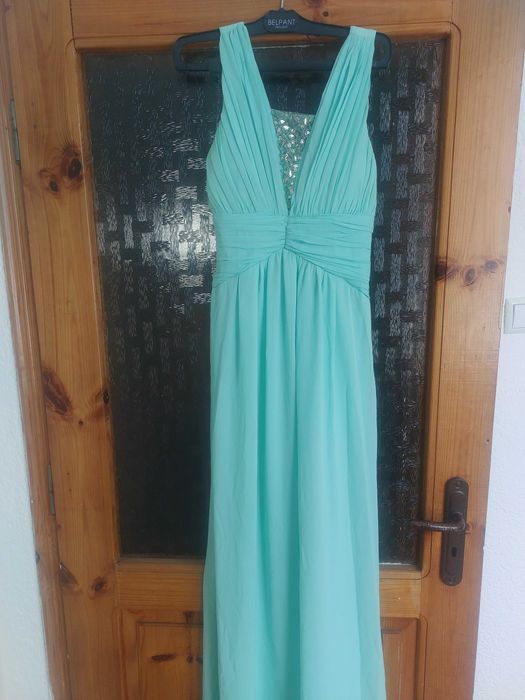 Дълга рокля цвят мента