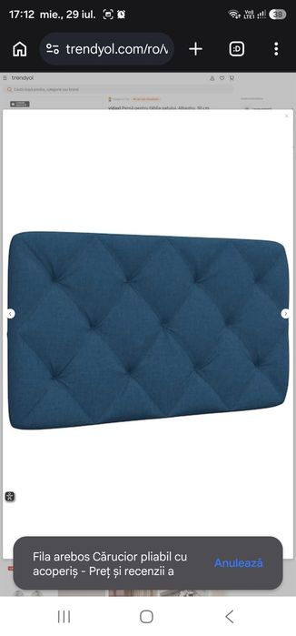 ernă pentru tăblia patului, Albastru, 90 cm