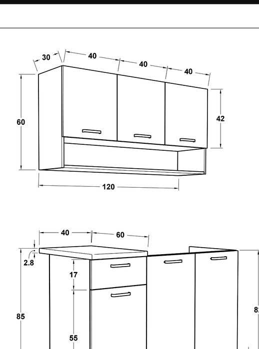 Продавам 6 бр  горен ред шкафчета за кухня