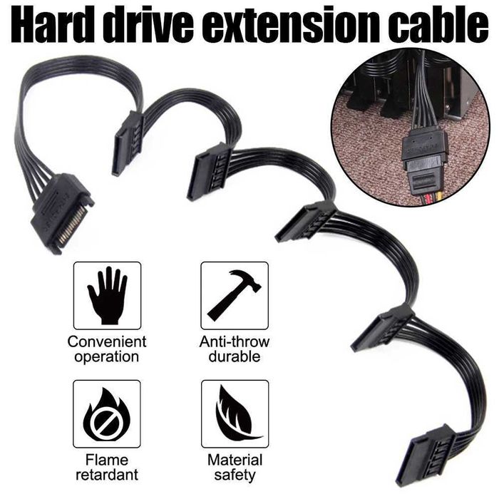 Разклонител/сплитер на захранващ SATA/ Molex кабел към 5 x SATA hdd