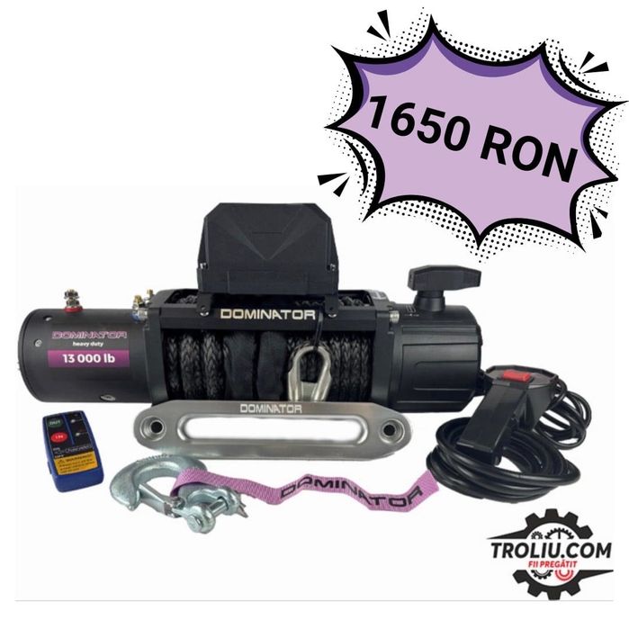 Troliu electric Dominator 13000 SR HD sintetic platforma 4x4 auto