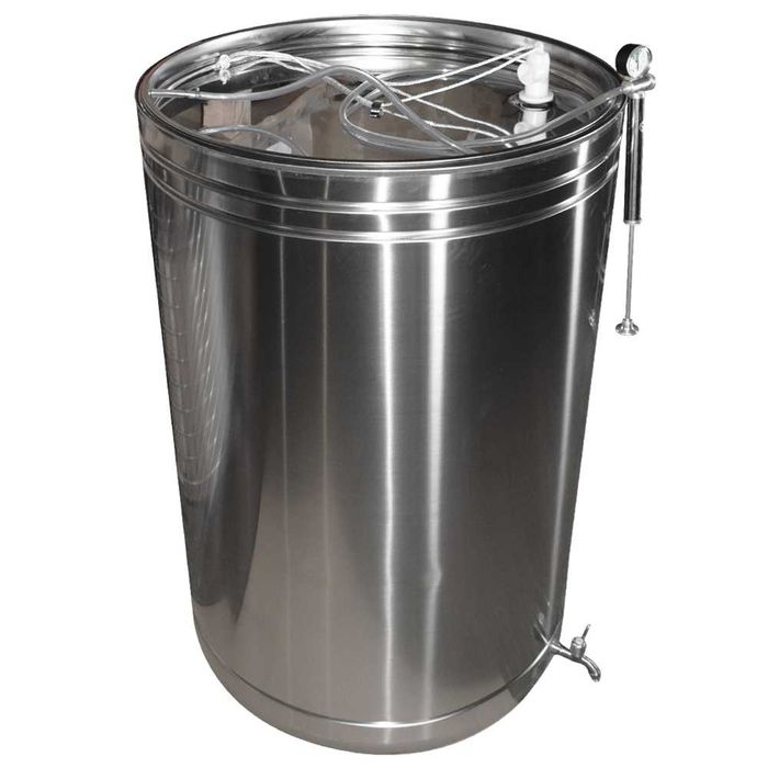 Butoi (cisternă) INOX cu capac flotant 200 L cu camera din silicon, cadou robinet din INOX NOU Garantie Livrare rapida