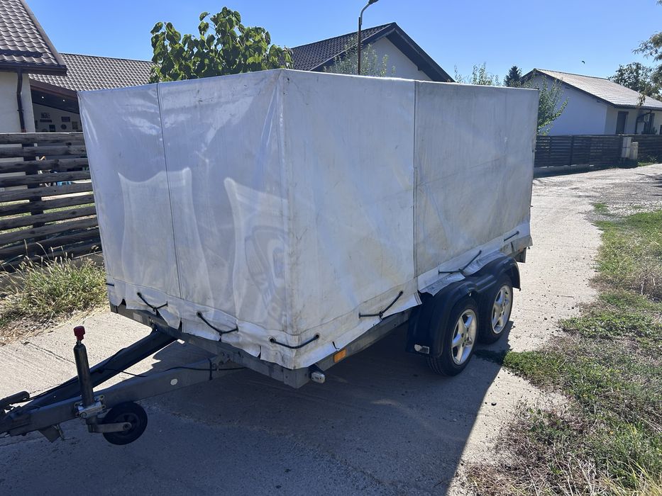 Remorca 750 kg cu axa dubla 2019 cu prelata